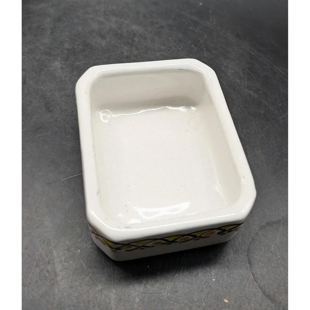 Vintage Spanish Hand Painted Ceramic Trinket Box Floral Folk Art Espana White 2